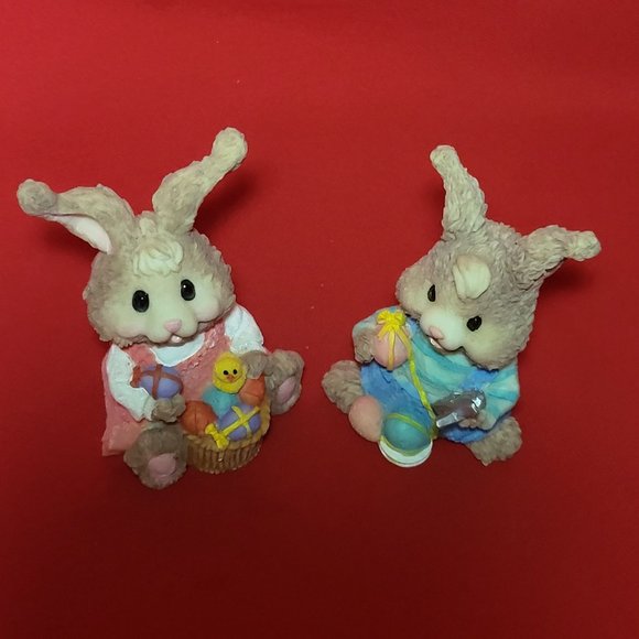 Ks Collection Sitting Happy Boy and Girl Bunny Rabbit Figurine - Picture 8 of 13